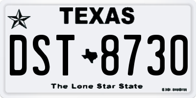 TX license plate DST8730