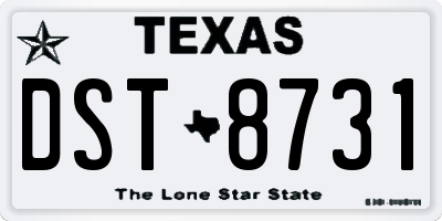 TX license plate DST8731