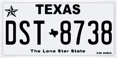 TX license plate DST8738