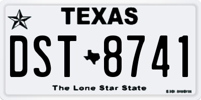 TX license plate DST8741