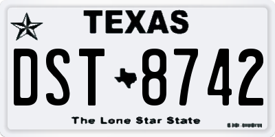 TX license plate DST8742