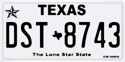 TX license plate DST8743