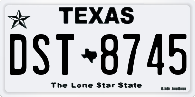 TX license plate DST8745