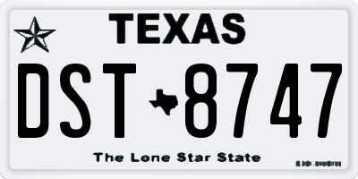 TX license plate DST8747