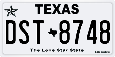 TX license plate DST8748