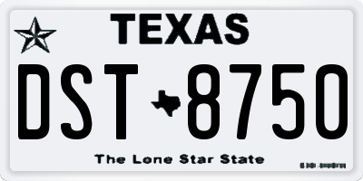 TX license plate DST8750