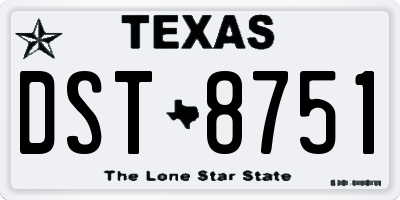 TX license plate DST8751