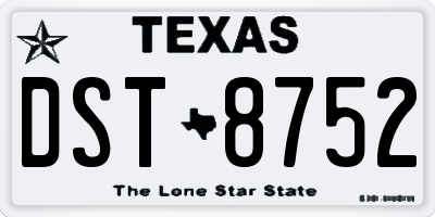 TX license plate DST8752