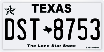 TX license plate DST8753