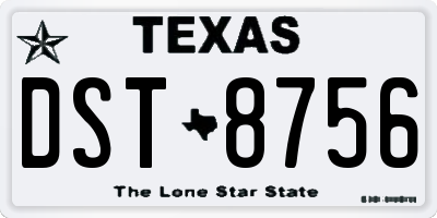 TX license plate DST8756