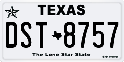 TX license plate DST8757