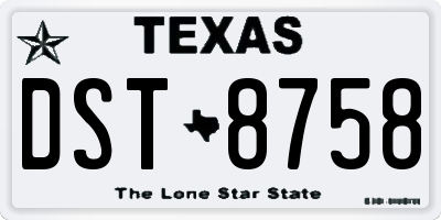 TX license plate DST8758