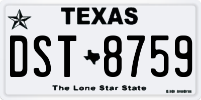 TX license plate DST8759