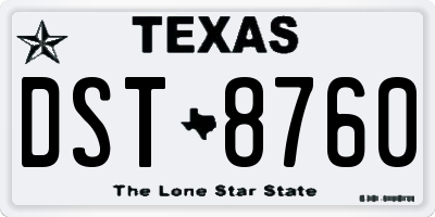 TX license plate DST8760