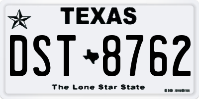 TX license plate DST8762
