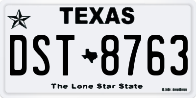 TX license plate DST8763
