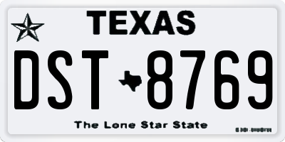 TX license plate DST8769