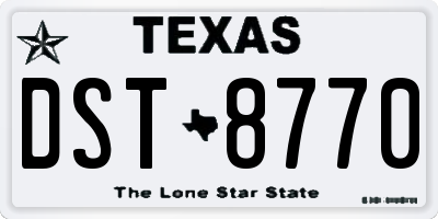 TX license plate DST8770