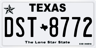 TX license plate DST8772