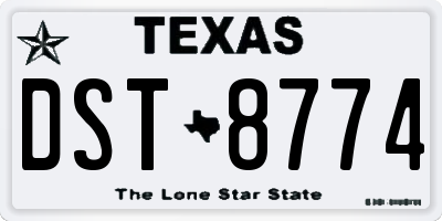 TX license plate DST8774