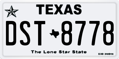 TX license plate DST8778