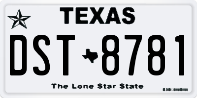 TX license plate DST8781