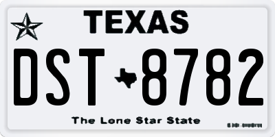 TX license plate DST8782