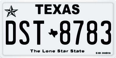 TX license plate DST8783