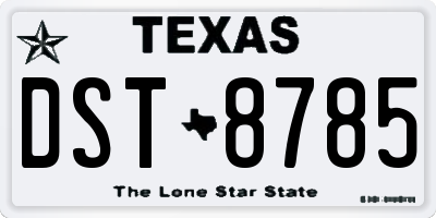 TX license plate DST8785