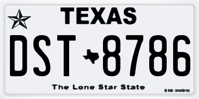 TX license plate DST8786