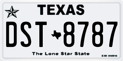 TX license plate DST8787