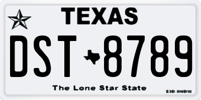 TX license plate DST8789