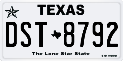 TX license plate DST8792