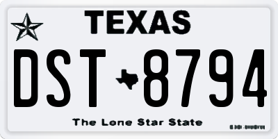 TX license plate DST8794
