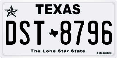 TX license plate DST8796