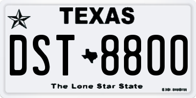 TX license plate DST8800