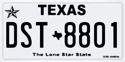 TX license plate DST8801