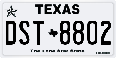 TX license plate DST8802