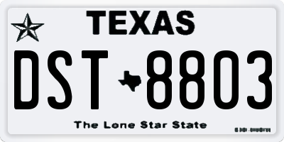 TX license plate DST8803
