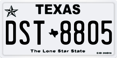 TX license plate DST8805