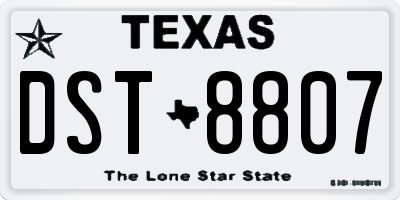 TX license plate DST8807