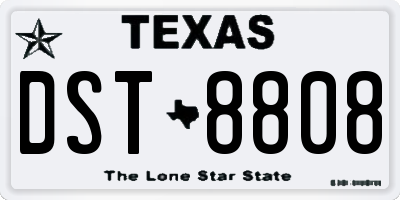 TX license plate DST8808
