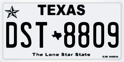 TX license plate DST8809