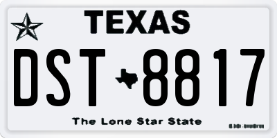 TX license plate DST8817