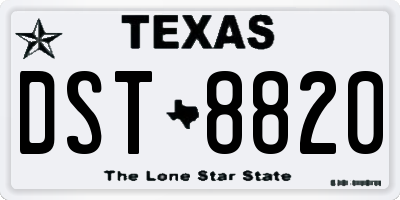 TX license plate DST8820
