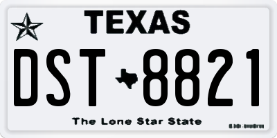 TX license plate DST8821