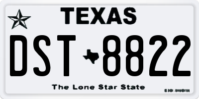 TX license plate DST8822