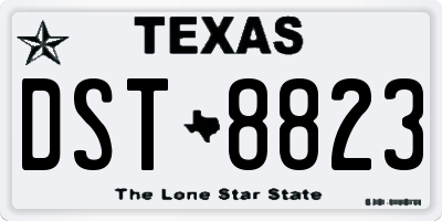 TX license plate DST8823