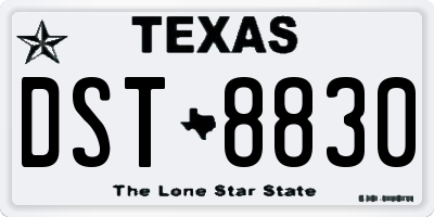 TX license plate DST8830