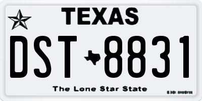 TX license plate DST8831